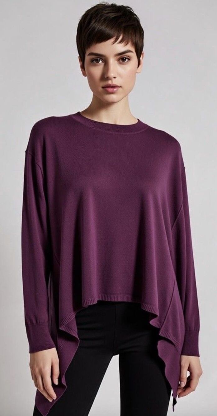 Ruti Shirt Womens XS S French Plum Pink Sharkbite Asymmetric Flowy Chic Grown Up
